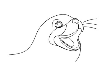 Fototapeta premium Continuous one line drawing happy seal head