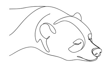 Continuous one line drawing of a sleeping bear head