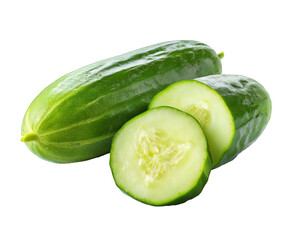 Fresh cucumber with one half cut open, showcasing its vibrant green color and crisp texture, perfect for salads or snacks. This healthy vegetable adds refreshing touch to any dish