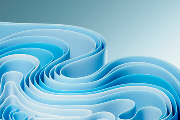 Abstract 3D blue wave pattern with curves and curls