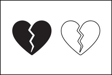 Broken Heart Bold & Thin Line Art