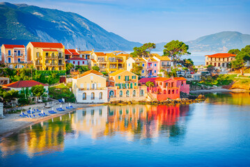 Assos, Greece. Small charming village on picturesque Kefalonia, Greek Islands.