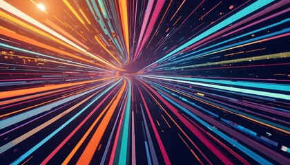 Abstract 1970s Futuristic Retro Background Design with Colorful Lines Vector Illustration