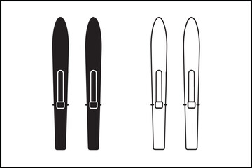 Fototapeta premium Skis Dual Style Vector Silhouette