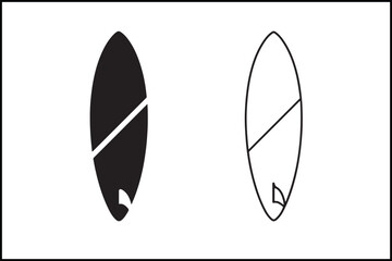 Surfboard Outline & Solid Silhouette