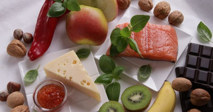 Foods for good mood and happiness. Food high in serotonin, dopamine, antioxidants