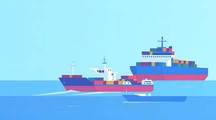 Obraz premium Massive Cargo Ship at Sea, Global Trade and Transport Scene, Generative AI