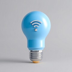 3D rendering of a smart light bulb with Wi-Fi symbol, designed for modern homes