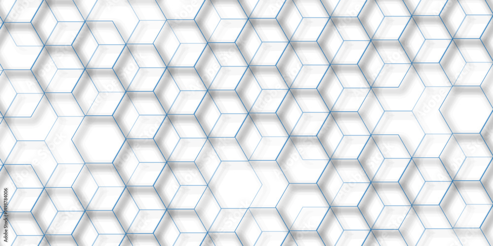 Poster abstract geometric blue texture background blue hexagon 3d background texture. 3d rendering illustra