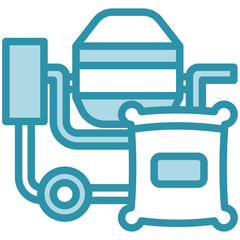 Cement mini illustration dual tone color icon, use for civil engineering, industry, construction, UI, UX kit, app and web development, digital or print.