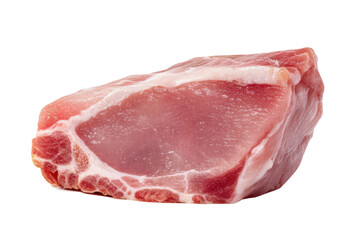 Fototapeta premium Raw pork chop on white background: fresh and juicy meat cut, cut out