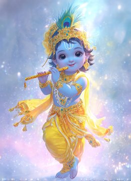 Krishna Janmashtami, also known simply as Krishnashtami, is an annual Hindu festival that celebrates the birth of Krishna.illustration