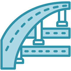Elevated Road mini illustration dual tone color icon, use for civil engineering, industry, construction, UI, UX kit, app and web development, digital or print.