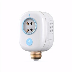 Smart plug with energy monitoring, 3D rendered, isolated on a plain white background