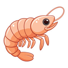 a delicate watercolor of a small shrimp with transparent