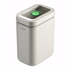 3D rendering of a smart trash can with voice control, perfect for hands-free trash management.