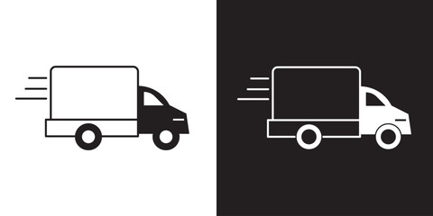 Fast moving shipping delivery truck flat vector icon, Shipping fast delivery icon