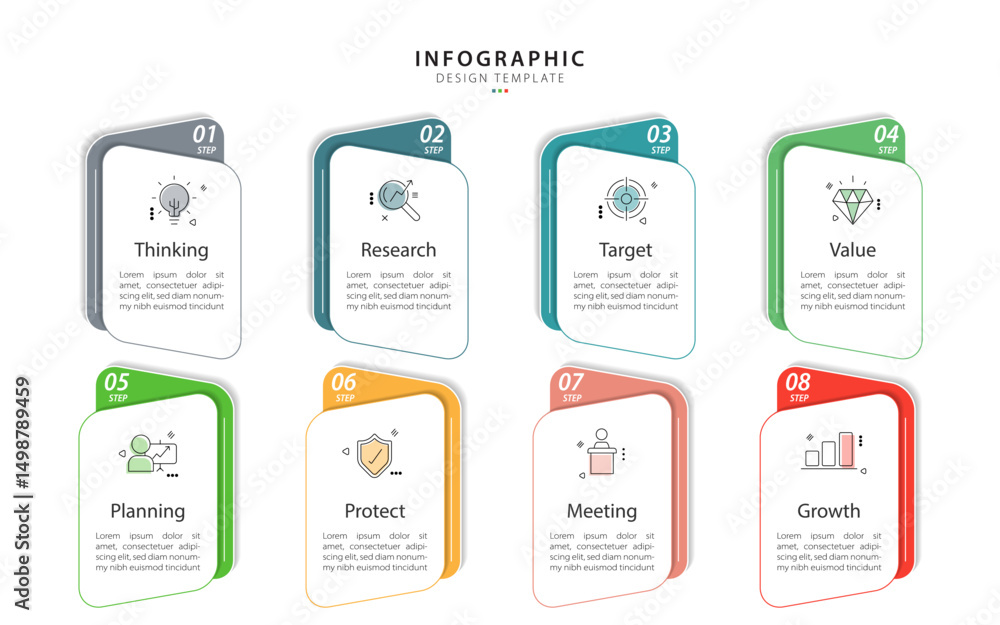 Poster timeline creator infographic template. 8 step timeline journey, calendar flat simple infographics de