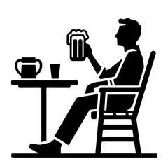 silhouette of a man drinking beer