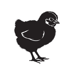 Vector Cute little baby hen and chicken silhouette