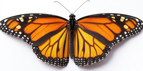 Fototapeta premium Beautiful Monarch Butterfly Wings Detailed Closeup Nature Insect art wild free black white spots