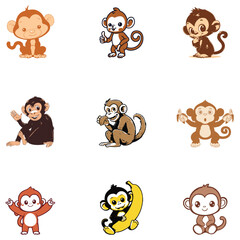 Monkey color vector picture