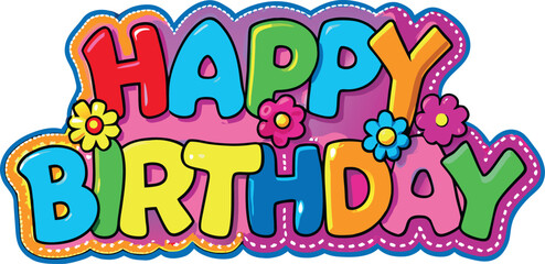 Naklejka premium Graphic design of a Happy Birthday message.