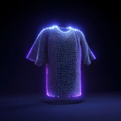3D wearable shirt with LED display, isolated on a simple white surface