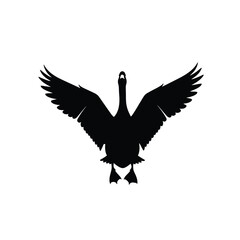 Silhouette of a Goose with Wings Spread