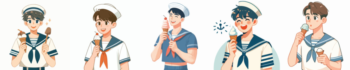 sailor character vector eating ice cream