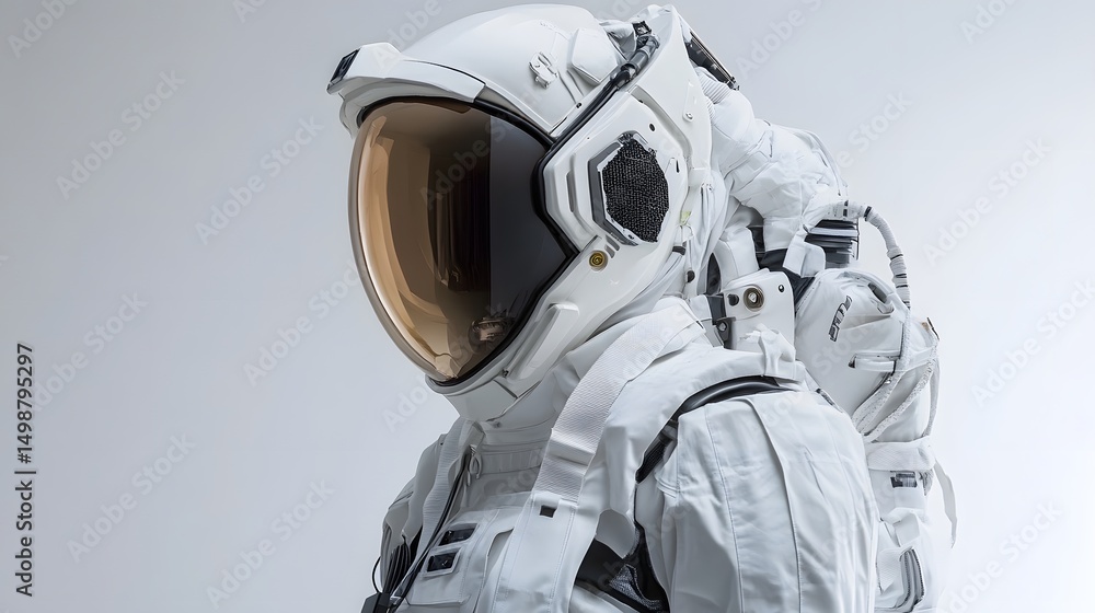 Poster astronaut in advanced spacesuit exploring the frontiers of technology