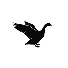 Silhouette of a Goose with Wings Spread
