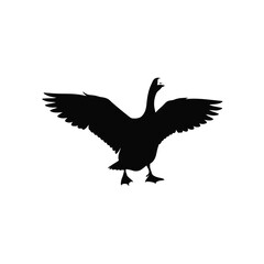 Silhouette of a Goose with Wings Spread