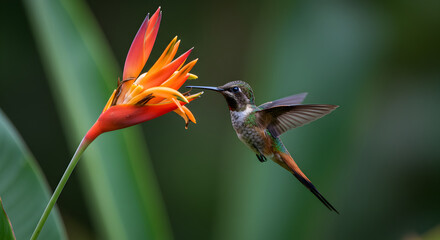 Obraz premium Hummingbird & Flower: Stunning Nature Photo