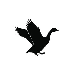 Silhouette of a Goose with Wings Spread