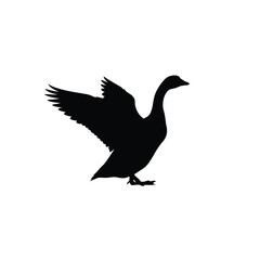 Silhouette of a Goose with Wings Spread