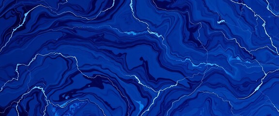 Obraz premium Intricate swirls of deep blue marble, veined with lighter shades, create an abstract natural texture, smooth, graphic design