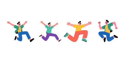 flat illustration of man jumping for joy