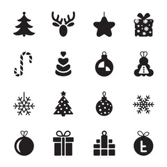Holiday Themed Silhouette Icon Set Vector Cutout Symbols for Web and Print