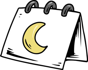 Calendar with Moon Graphic Illustration