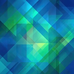 Fototapeta premium Geometric abstract design with translucent shapes in teal and green hues.