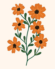 Aesthetic blooming flower digital illustration