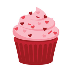 Red Cupcake with Heart Decorations