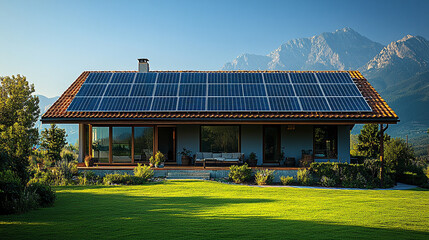 Modern solar panels installed on an Arizona home under a clear blue sky, showcasing solar energy, sustainable electricity, and clean power solutions.