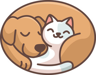 Illustration dog and cat for logo petshop