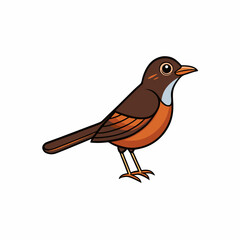 Dipper Bird Perched Vector Style On White
