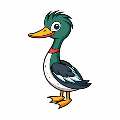 Grebe Bird Perched Vector Style On White