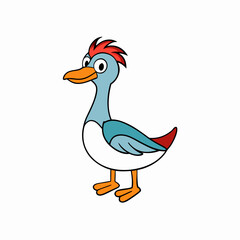 Grebe Bird Perched Vector Style On White