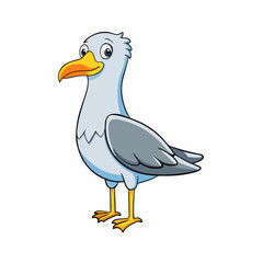 Gull Bird Perched Vector Style On White