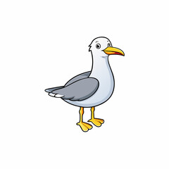 Gull Bird Perched Vector Style On White